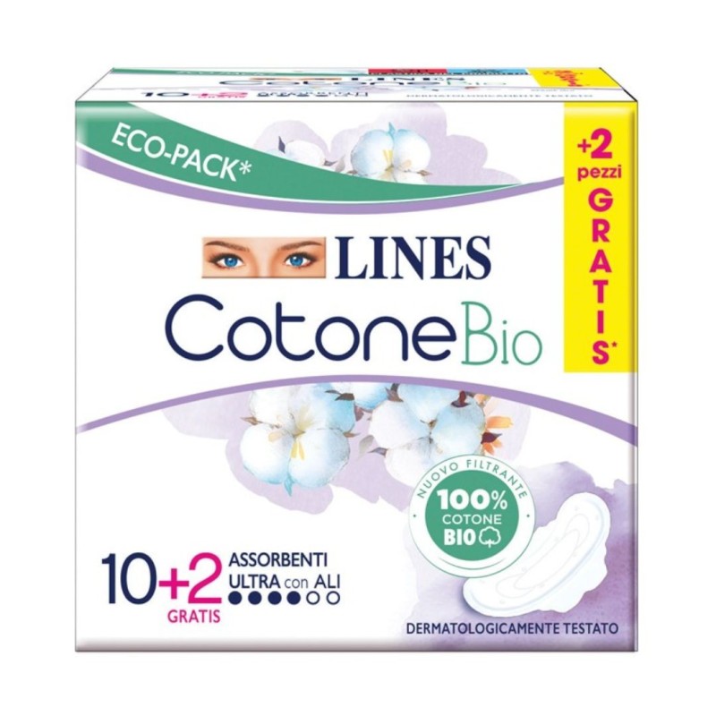 Lines cotone bio ultra ali 10+2 pezzi