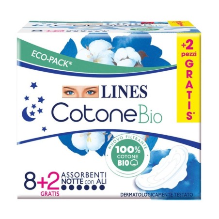 Lines cotone bio ultra notte 8+2 pezzi
