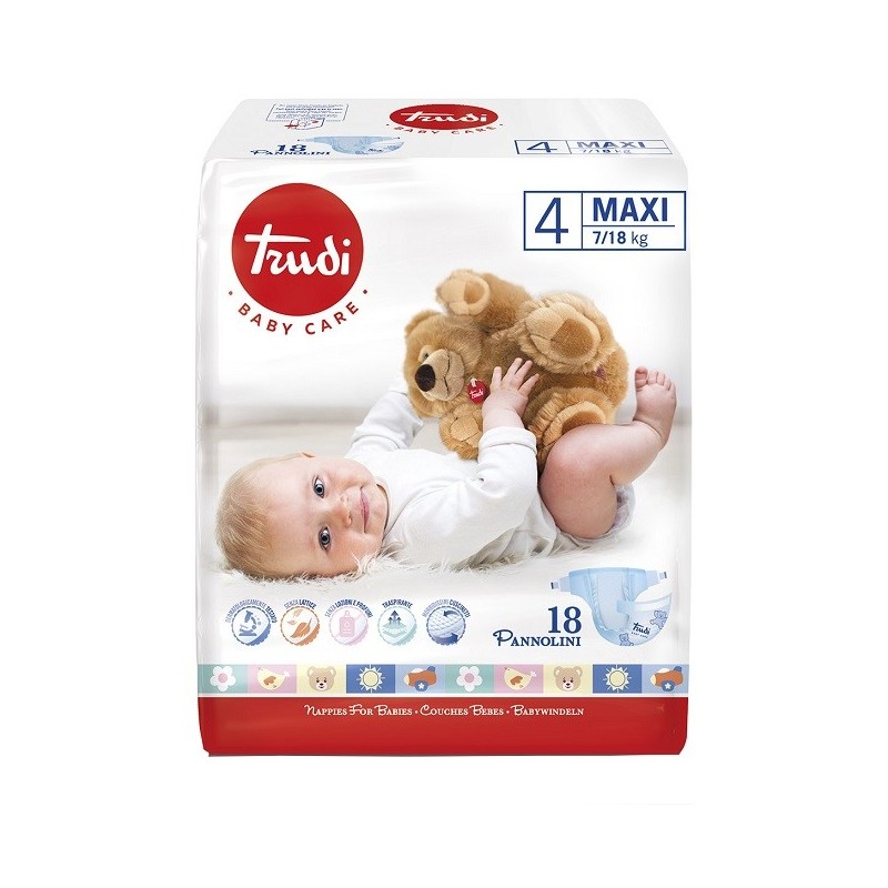 Trudi baby care pannolino bambini maxi 7/18 kg 18 pezzi