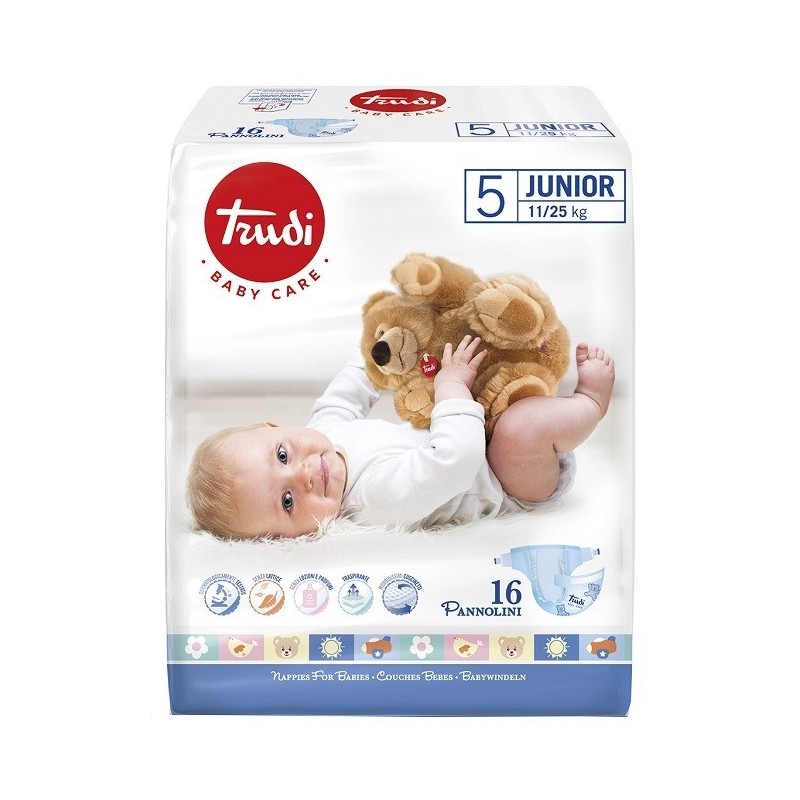 Trudi baby care pannolino bambini junior 11/25 kg 16 pezzi