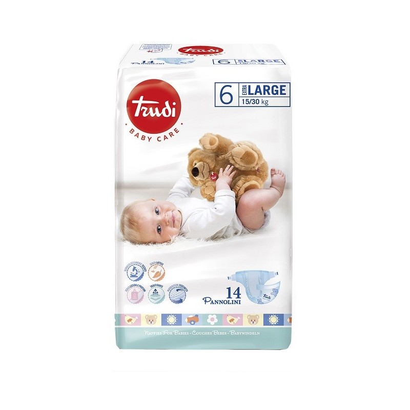 Trudi baby care pannolino bambini extralarge 15/30 kg 14 pezzi