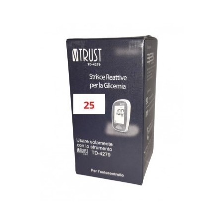 Strisce misurazione glicemia vtrust td-4279 gluc 25 pezzi