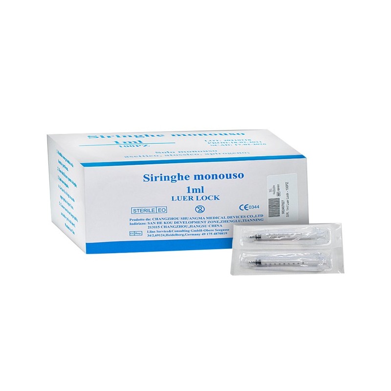 Siringa infusione e irrigazione monouso capacita' 1ml gauge25 luer lock 100 pezzi