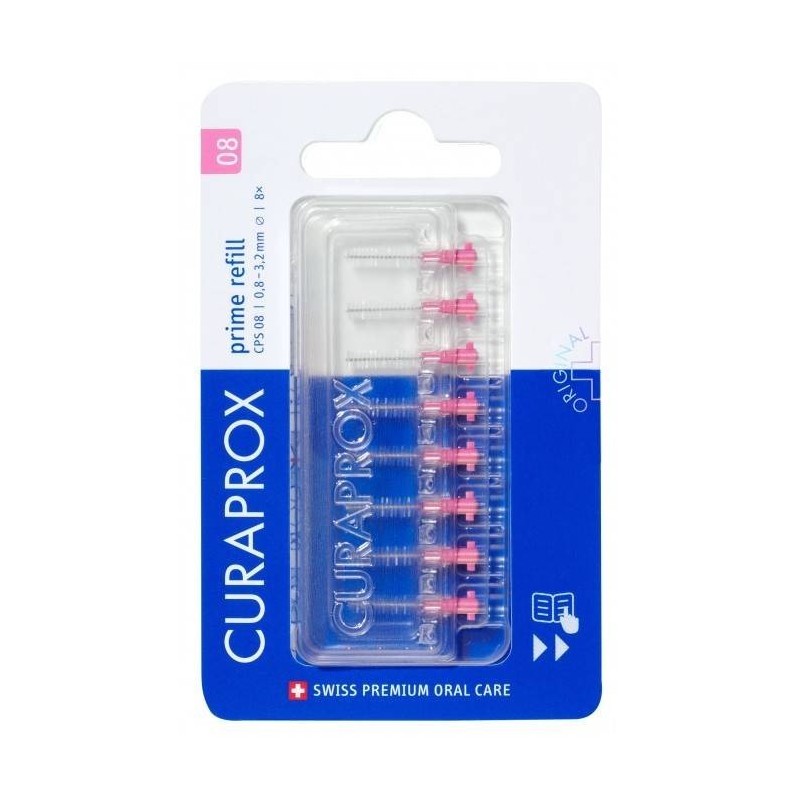 Curaprox capsule 08 scovolino prime refill pink 8 pezzi Curaprox capsule 08 scovolino prime refill pink 8 pezzi