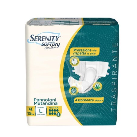Pannolone mutandina serenity sd sensitive extra l 15 pezzi Pannolone mutandina serenity sd sensitive extra l 15 pezzi