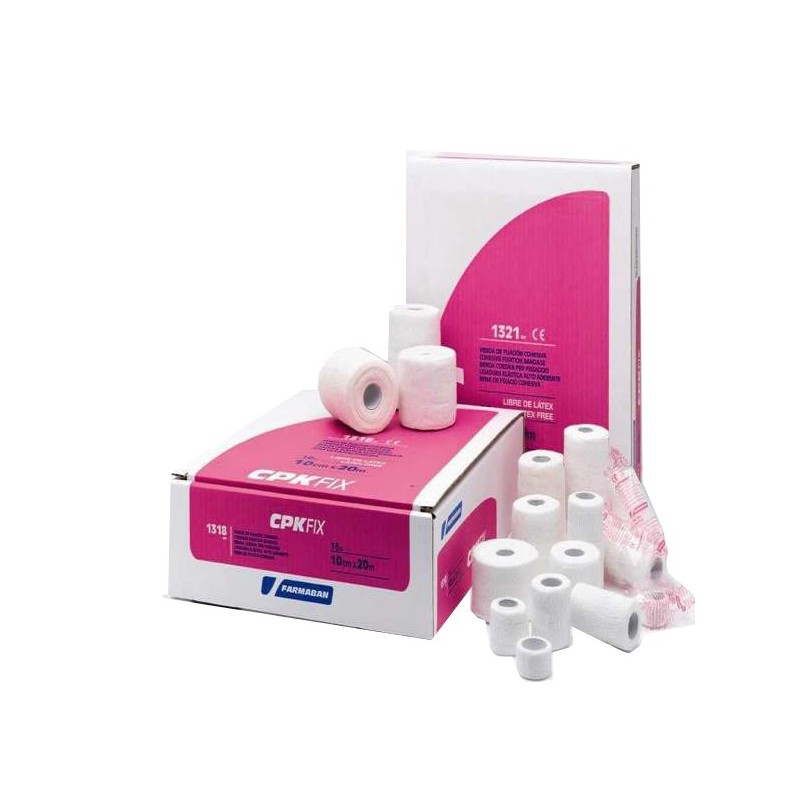 Farmaban cpk fix latex free 10cm x 20m benda elastica coesiva di fissazione latex free dispenser box 16 pezzi Farmaban cpk fix latex free 10cm x 20m benda elastica coesiva di fissazione latex free dispenser box 16 pezzi