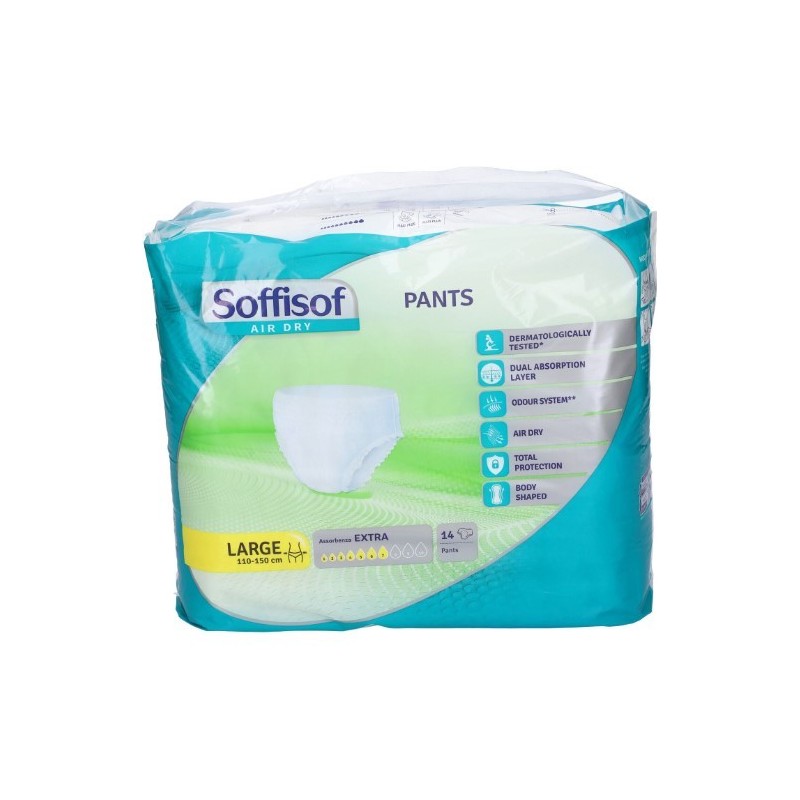 Pannolone soffisof air dry pants extra l 14 pezzi