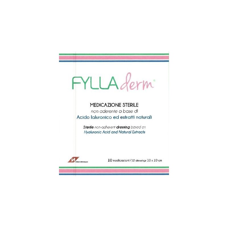 Medicazione non aderente fylladerm a base di acido ialuronico 10 x 10 cm 10 buste