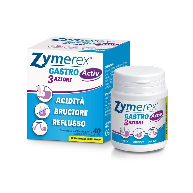 Zymerex gastro activ 3 azioni 40 compresse masticabili Zymerex gastro activ 3 azioni 40 compresse masticabili