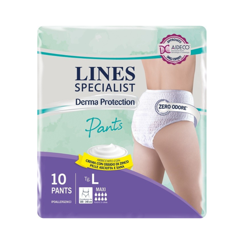 Pannolone per incontinenza lines specialist derma pants maxil 10 pezzi