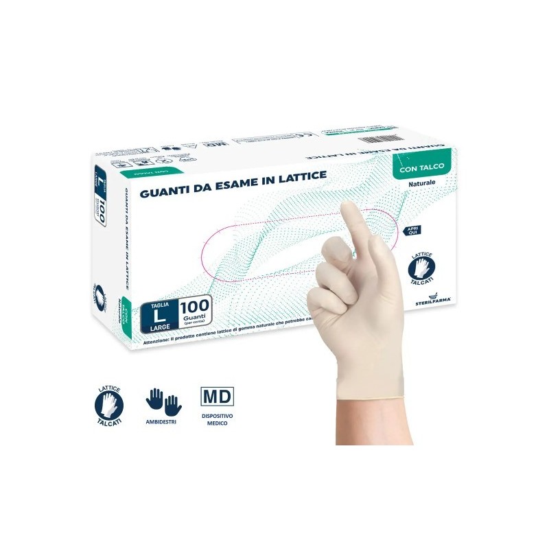 Guanto da esame in lattice talcato small 100 pezzi