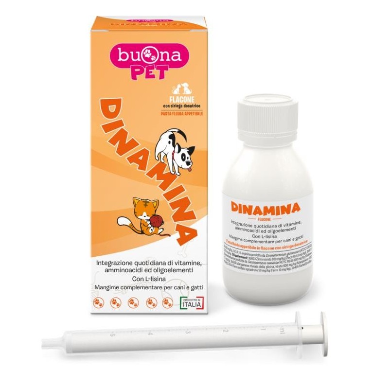 Dinamina cani gatti flacone con siringa dosatrice in pasta 60 g buonapet