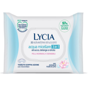 Lycia salviettine struccanti acqua micellare 3 in 1 20 pezzi