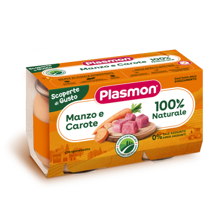 Plasmon omogeneizzati manzo carote 2 pezzi da 120 g