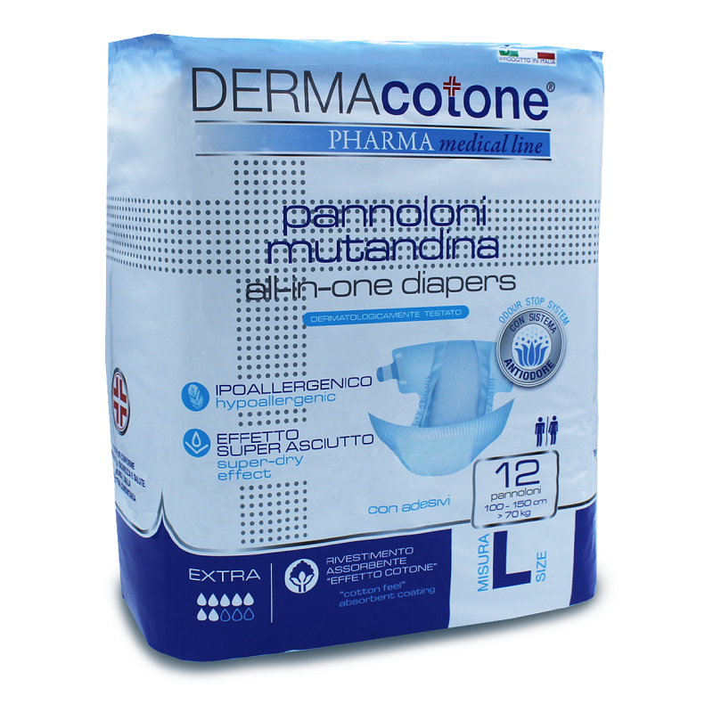 Pannolone mutandina per incontinenza dermacotone l 12 pezzi