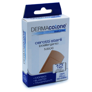 Cerotto ipoallergenico dermacotone maxi 7,2x3,8cm 12 pezzi