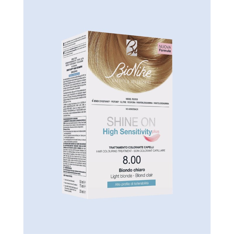Shine on high sensitivity plus biondo chiaro 8,00 rivelatorein crema 75 ml + crema colorante 50 ml
