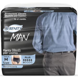 Pannolino serenity man pants black taglia media 12 pezzi