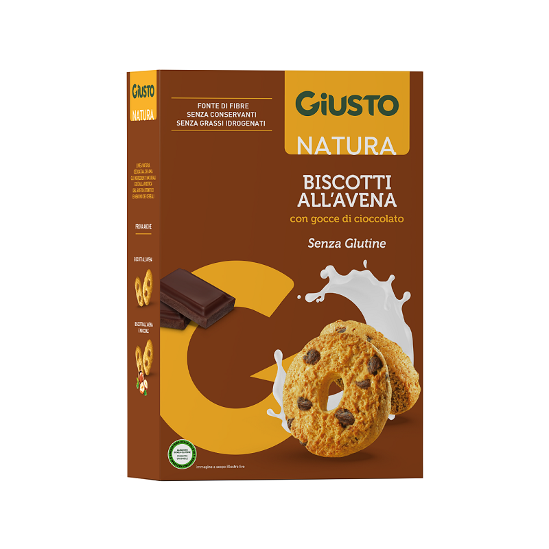 Giusto senza glutine biscotti avena gocce cioccolato 250 g Giusto senza glutine biscotti avena gocce cioccolato 250 g