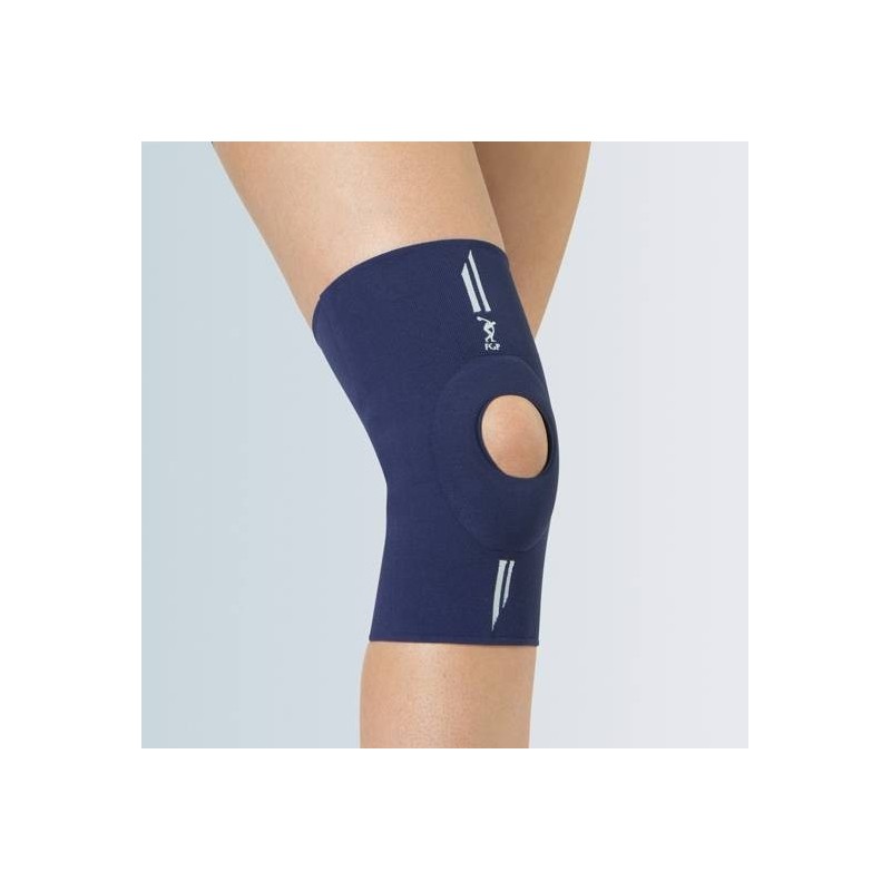 Ginocchiera traspirante con stabilizzatore rotuleo ad anelloin silicone l