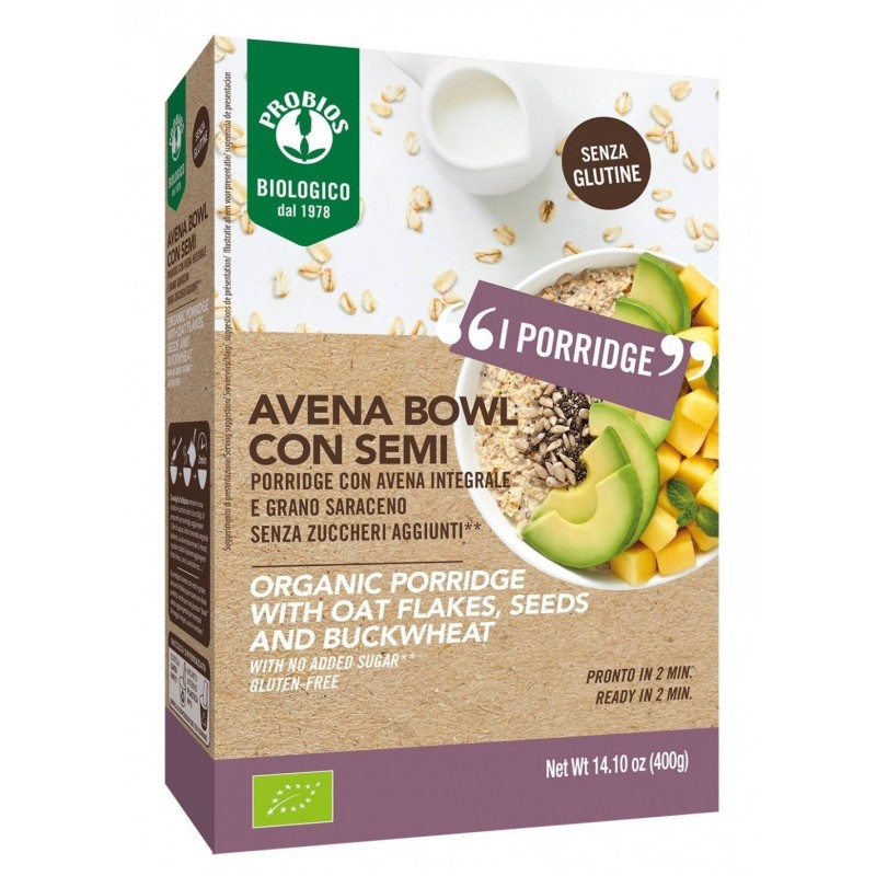 Probios bio avena bowl semi piu' porridge con avena integrale e grano saraceno 400 g
