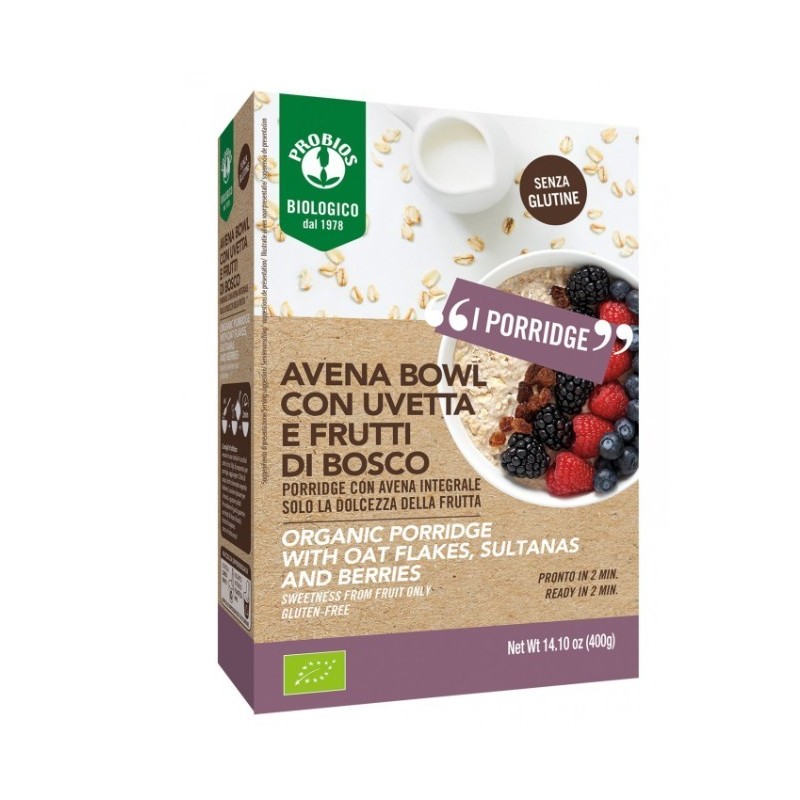 Probios bio avena bowl frutti di bosco porridge con avena integrale 400 g