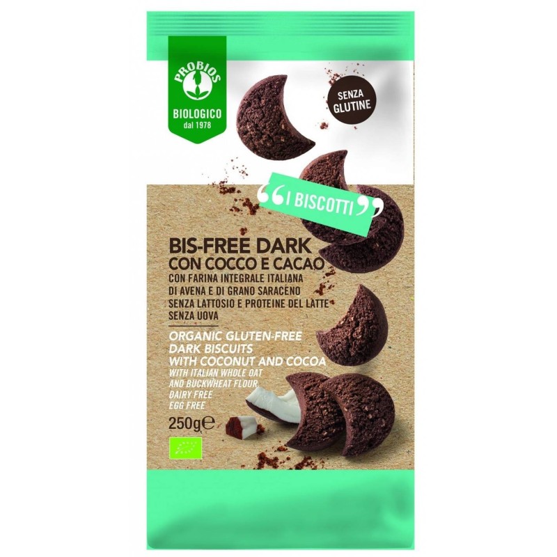 Probios bio bis-free dark con cocco e cacao 250 g Probios bio bis-free dark con cocco e cacao 250 g