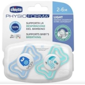 Chicco succhietto light azzurro silicone 2-6m 2 pezzi