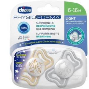 Chicco succhietto light lumi silicone 6-16m 2 pezzi