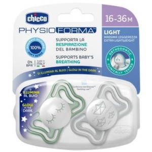 Chicco succhietto light lumi silicone 16-36m 2 pezzi