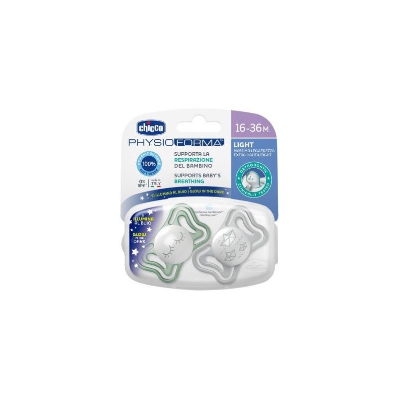 Chicco succhietto light lumi silicone 16-36m 2 pezzi