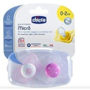 Chicco succhietto micro girl silicone 0-2m 2 pezzi
