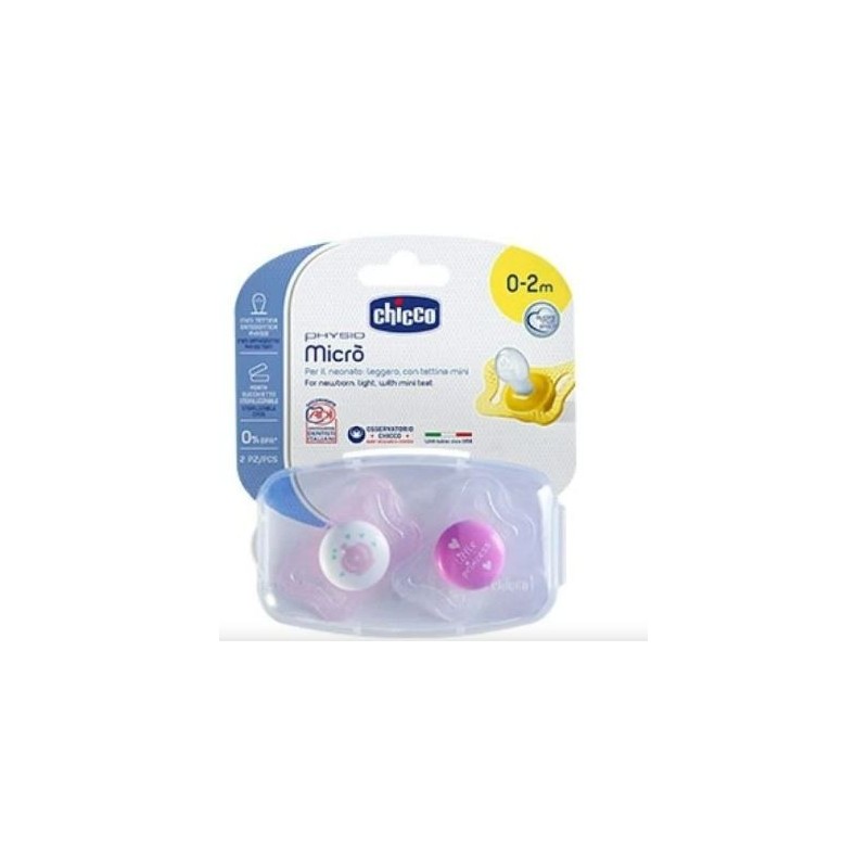 Chicco succhietto micro girl silicone 0-2m 2 pezzi