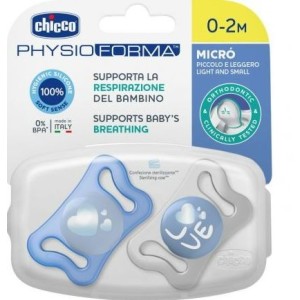 Chicco succhietto micro azzurro silicone 0-2m 2 pezzi