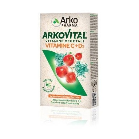 Arkovital vitamine c+d3 20 compresse effervescenti gusto frutti rossi