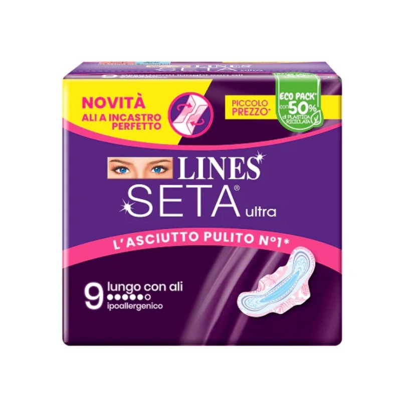 Lines seta ultra assorbenti lungo ali dwct 9 pezzi Lines seta ultra assorbenti lungo ali dwct 9 pezzi