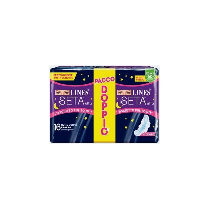 Lines seta ultra assorbenti notte vp dwct 16 pezzi