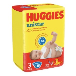 Huggies unistar base 3 pannolino 4 confezioni da 18 pezzi