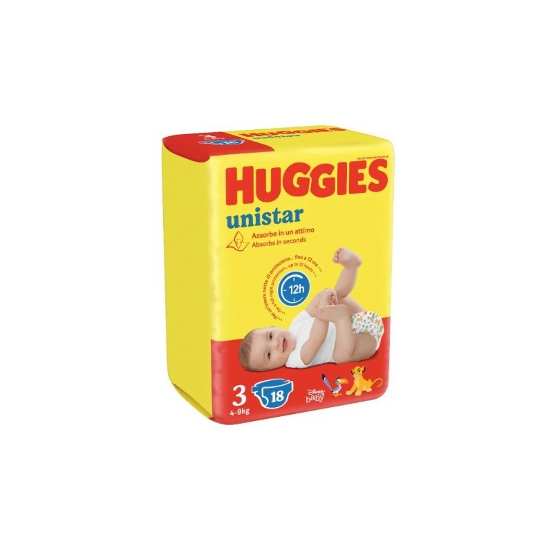 Huggies unistar base 3 pannolino 4 confezioni da 18 pezzi