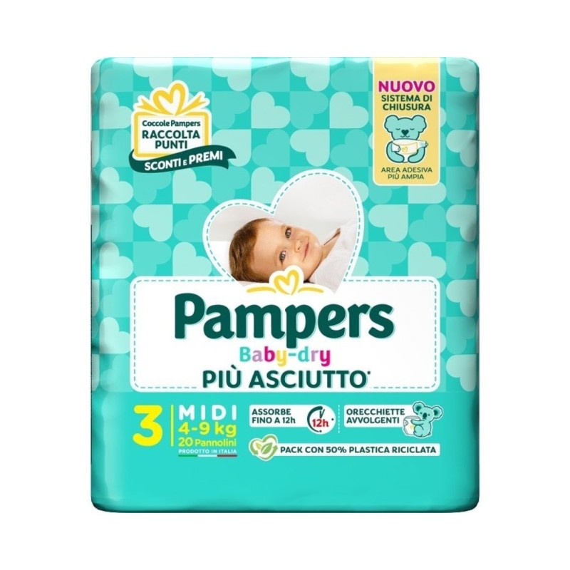 Pampers baby dry pannolino downcount midi 20 pezzi