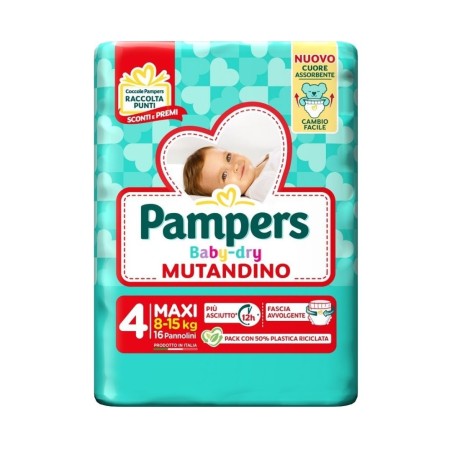 Pampers baby dry pannolino mutandina maxi small pack 16 pezzi