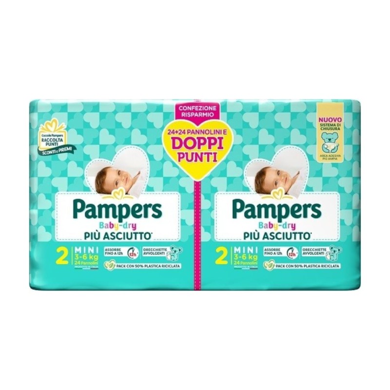 Pampers baby dry pannolino duo downcount mini 48 pezzi