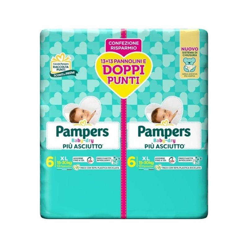 Pampers baby dry pannolino duo downcount xl 26 pezzi