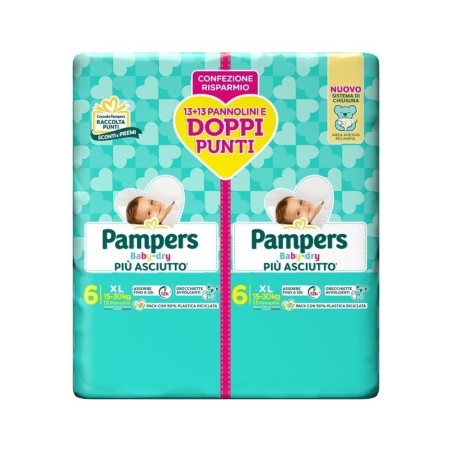 Pampers baby dry pannolino duo downcount xl 26 pezzi