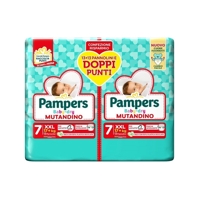 Pampers baby dry pannolino mutandina duo downcount xxl 26 pezzi