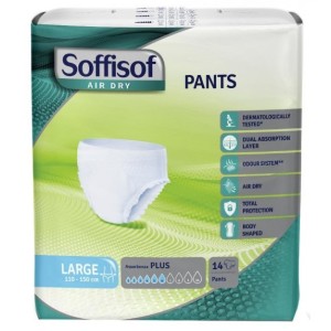 Pannolone per incontinenza soffisof air dry pants plus large14 pezzi