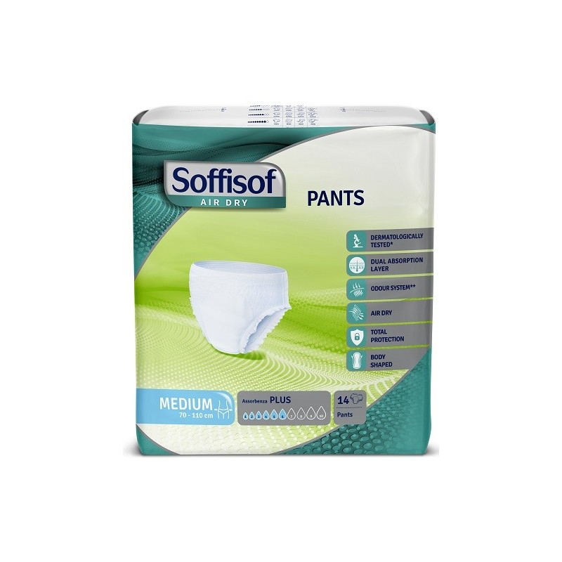 Pannolone soffisof air dry pants plus medium 14 pezzi