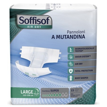 Pannolino mutandina air dry soffisof super l 15 pezzi