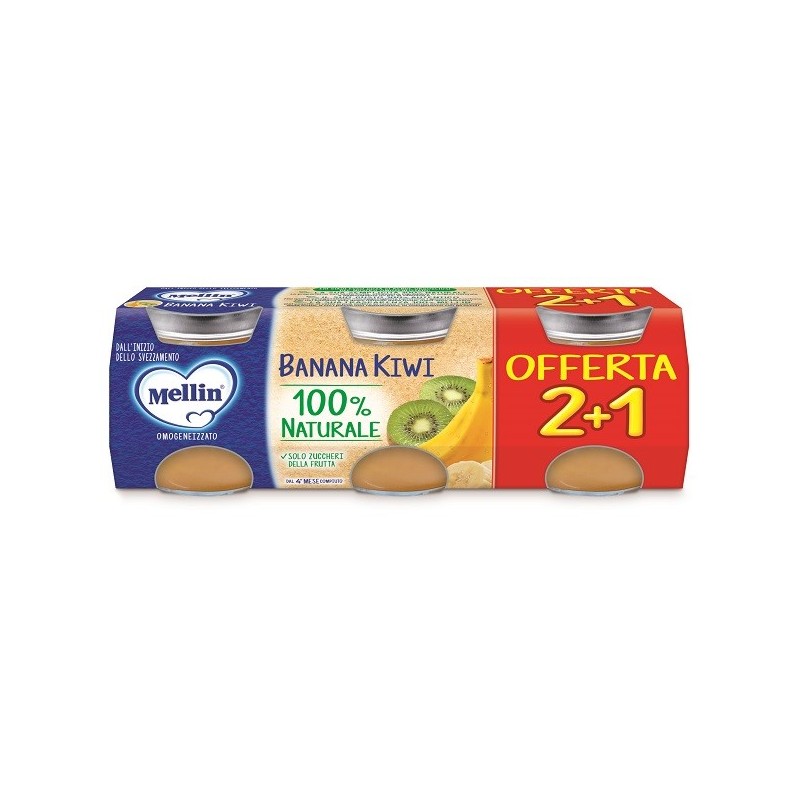 Mellin omogeneizzato banana kiwi 3 pezzi da 100 g