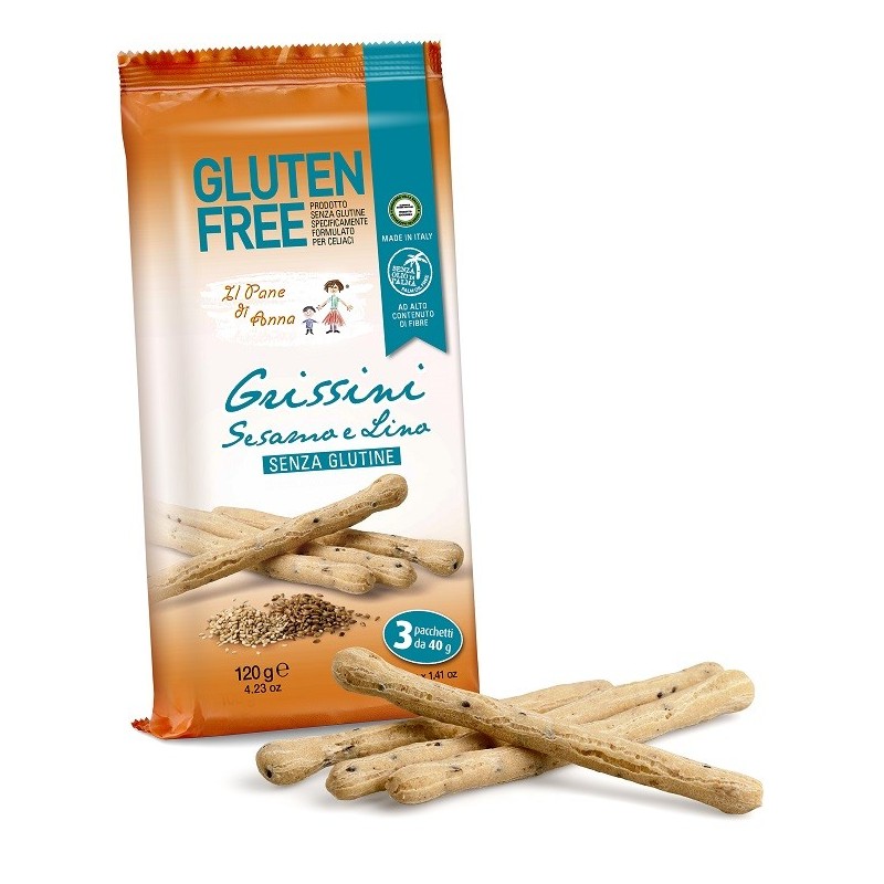 Il pane di anna grissini con sesamo e lino senza latte 3 pezzi x 40 g